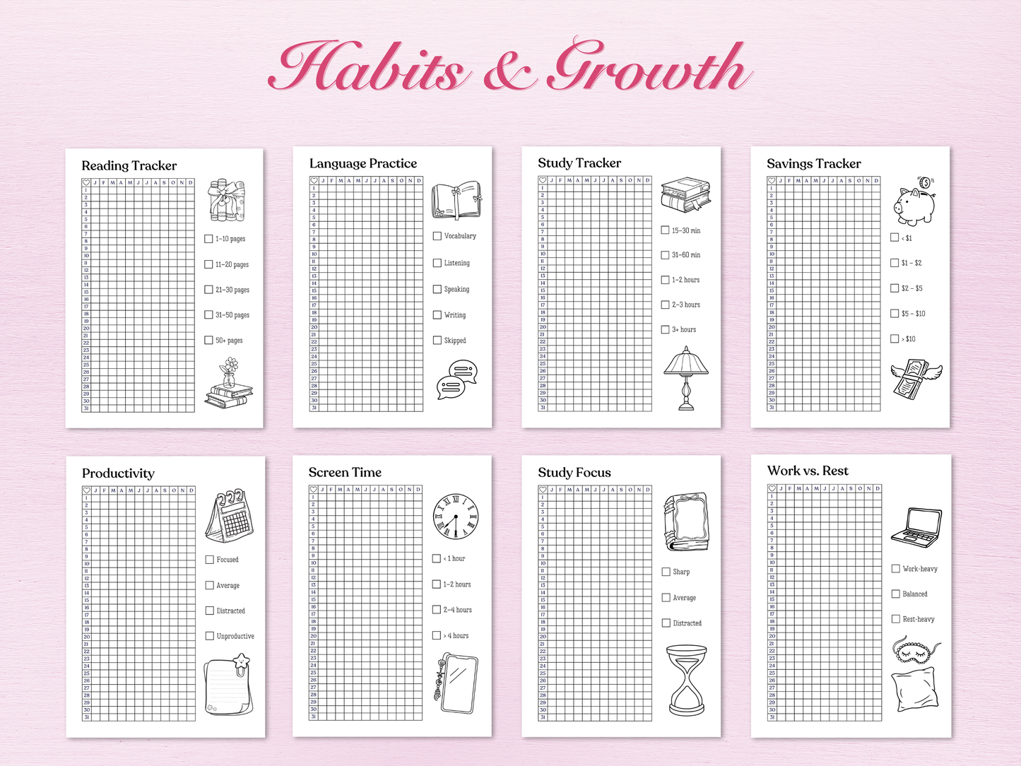 Coquette Yearly Trackers Bundle