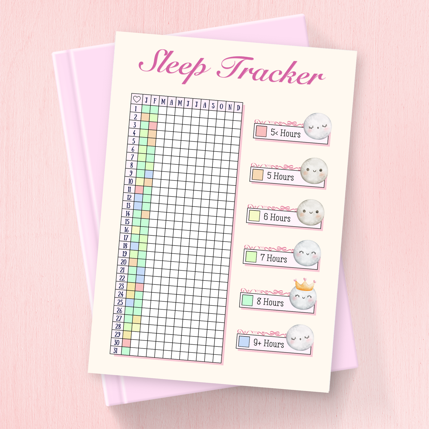 Yearly Sleep Tracker for Bullet Journal