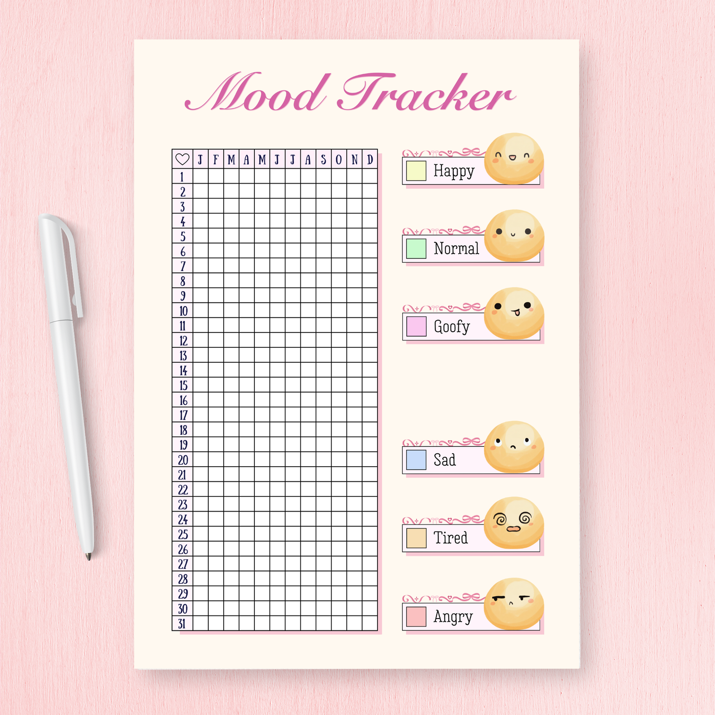 Yearly Mood Tracker for Bullet Journal