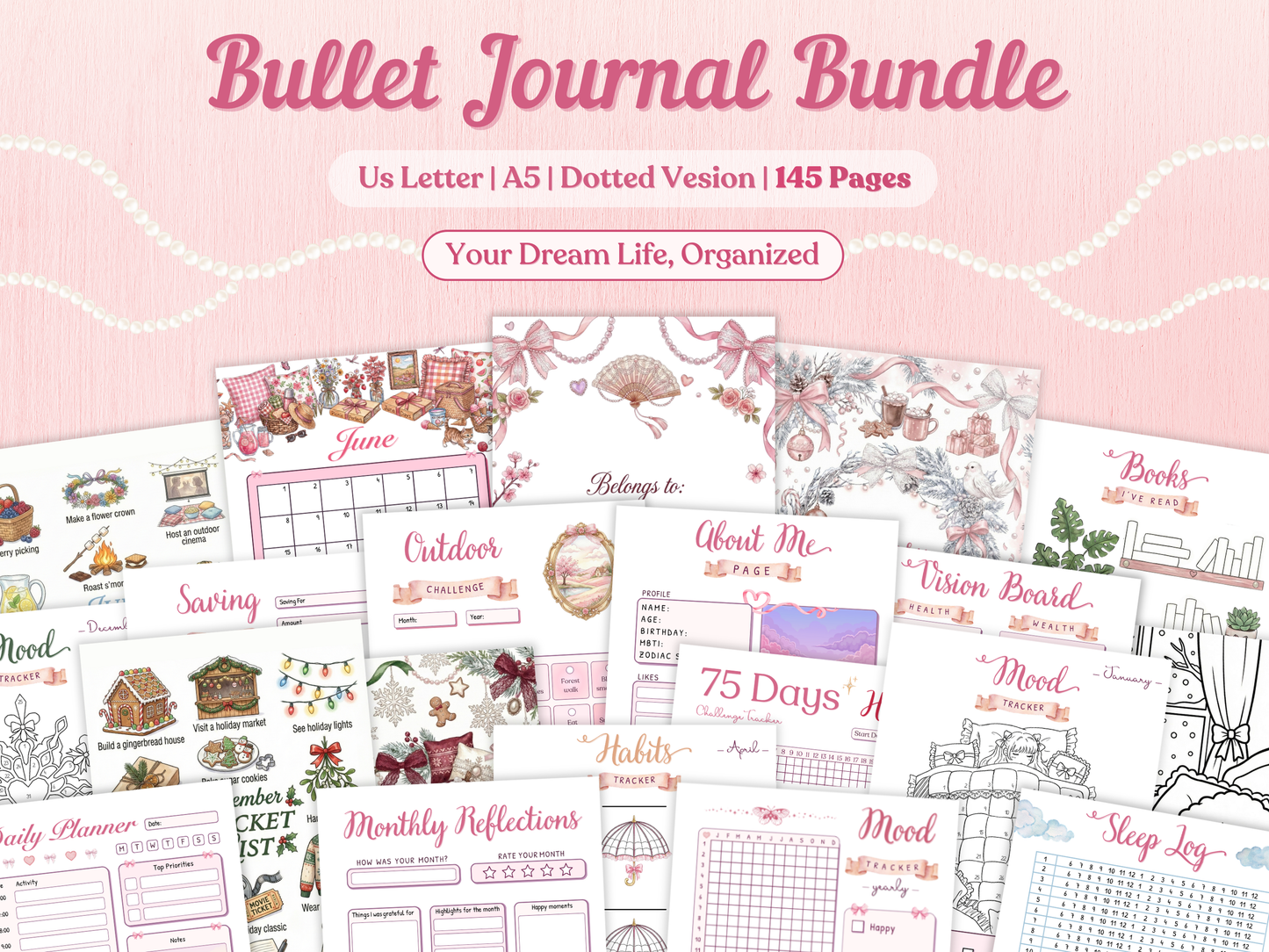 Ultimate 2026 Coquette Bullet Journal Bundle (145+ Pages) | Printable & Digital