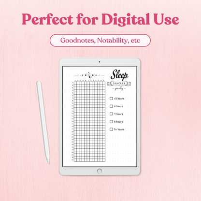 Digital sleep tracker on a tablet with a pink background