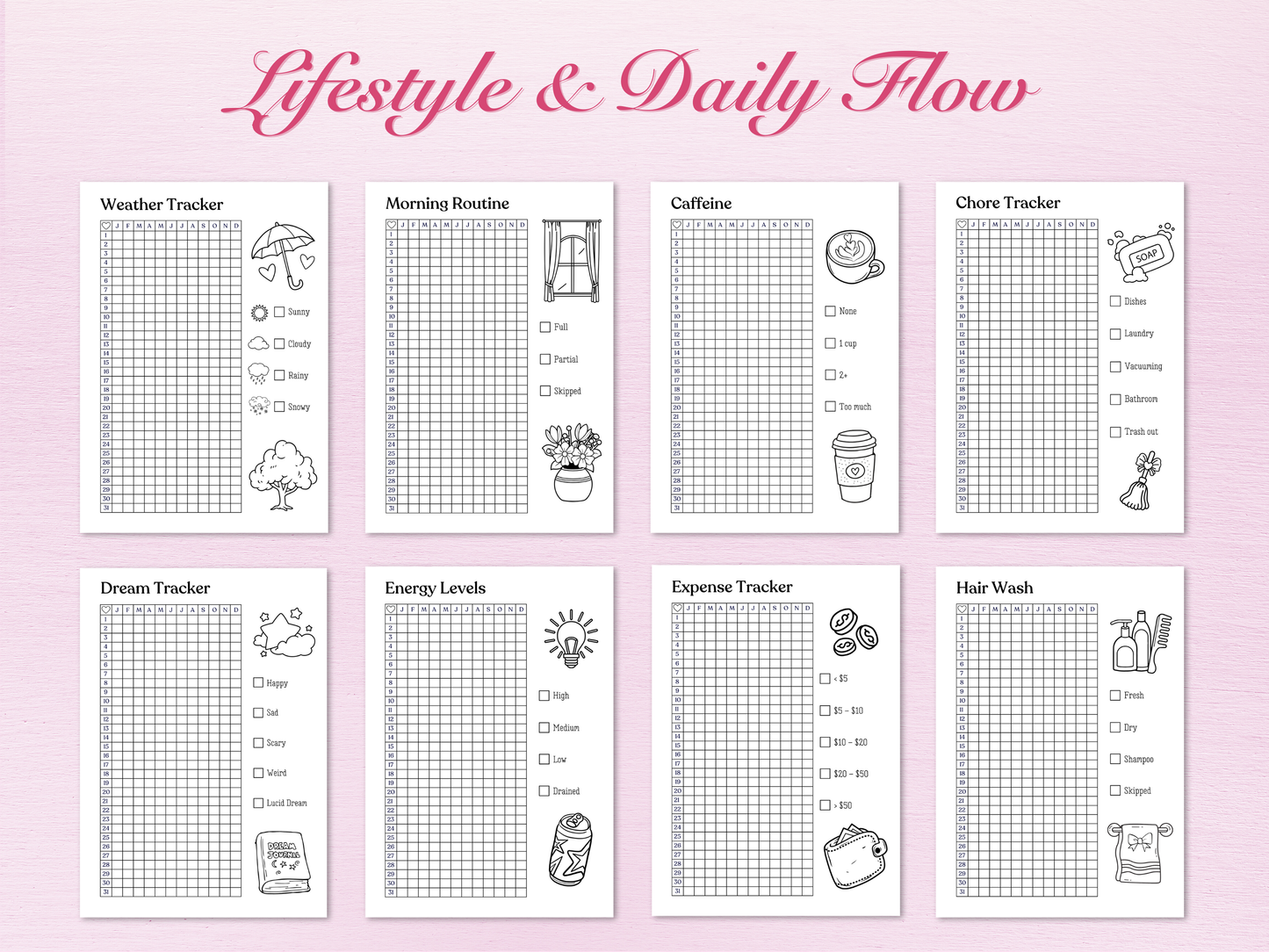 Coquette Yearly Trackers Bundle