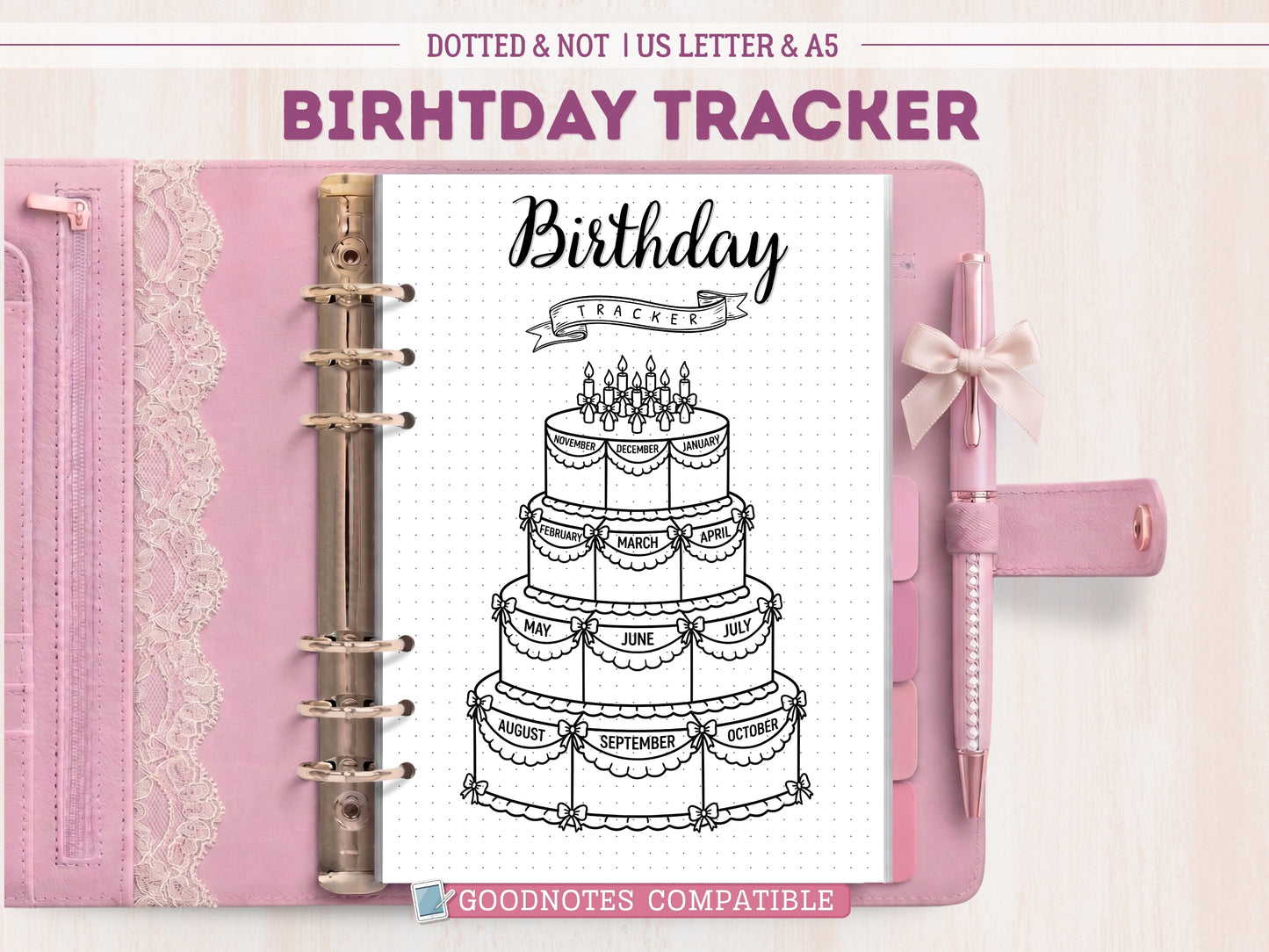 Premade Coquette Birthday Cake Tracker