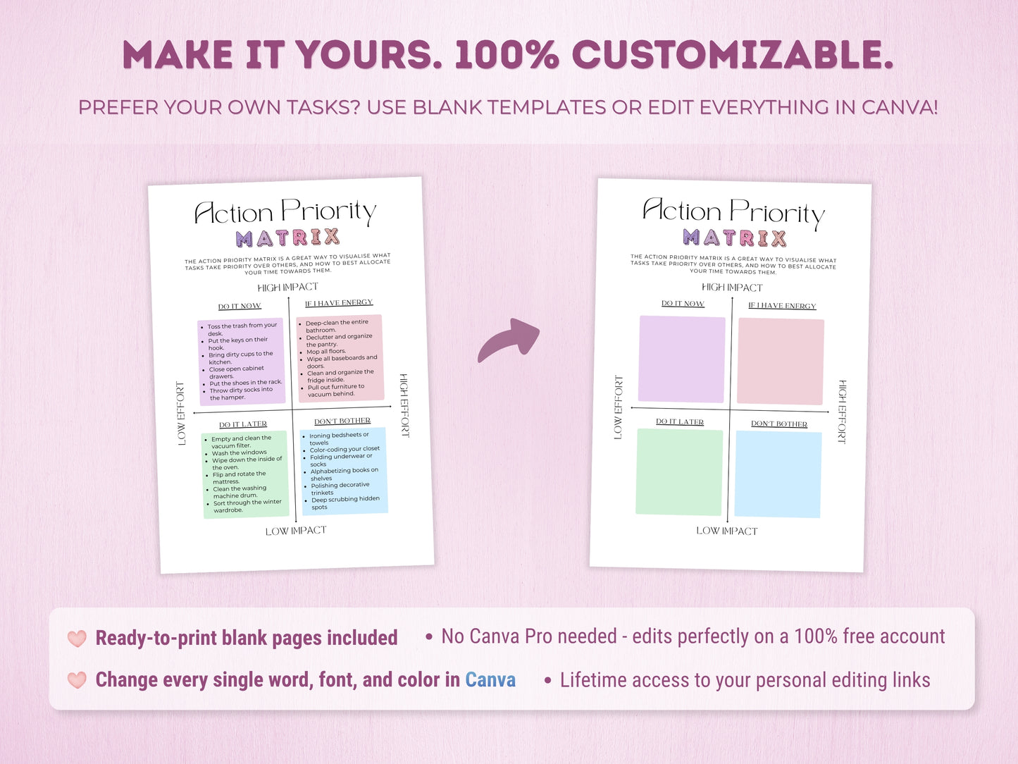 ADHD Cleaning & Home Reset Planner (Editable Bundle)