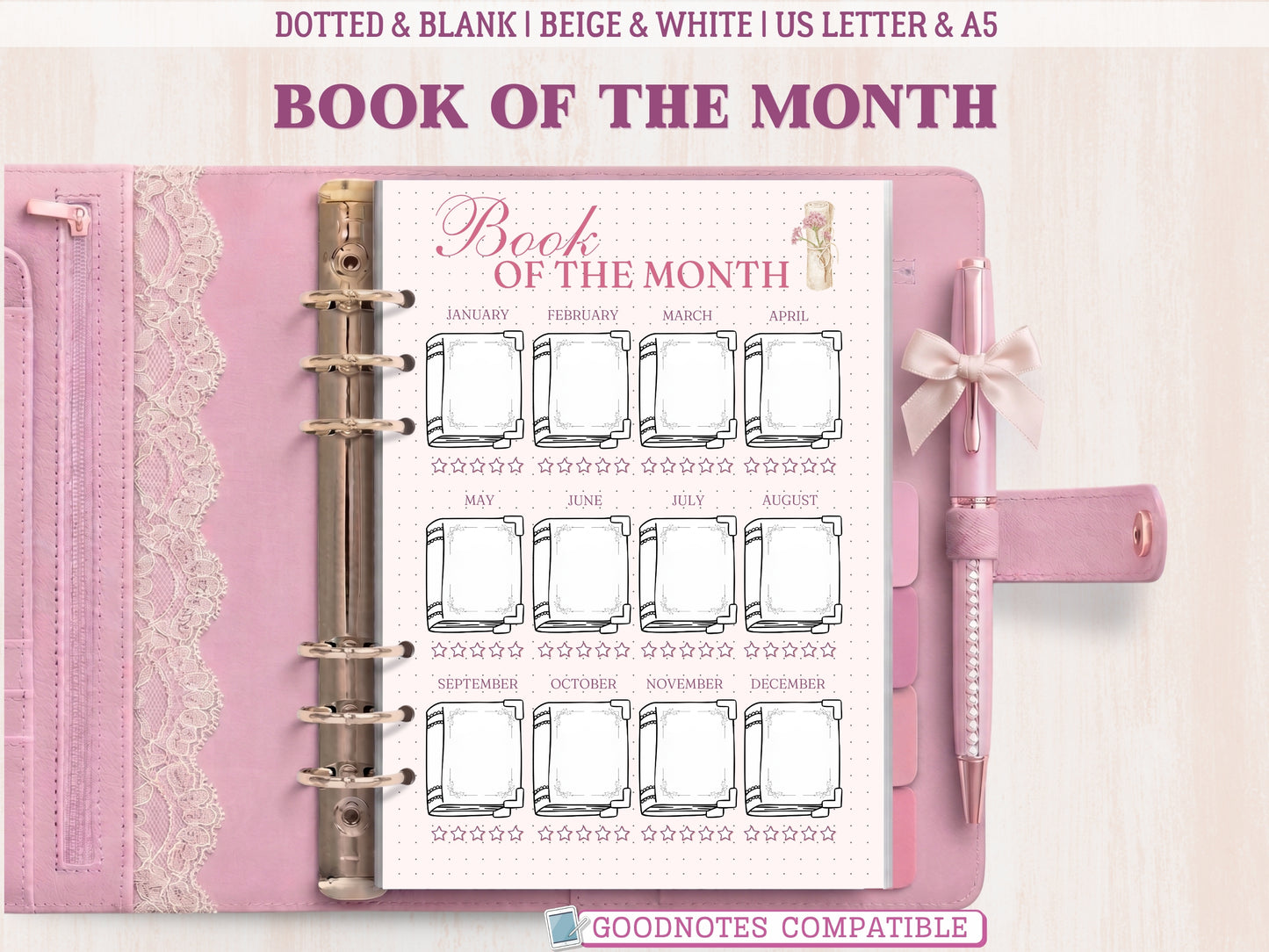 Premade Book of the Month BuJo Tracker