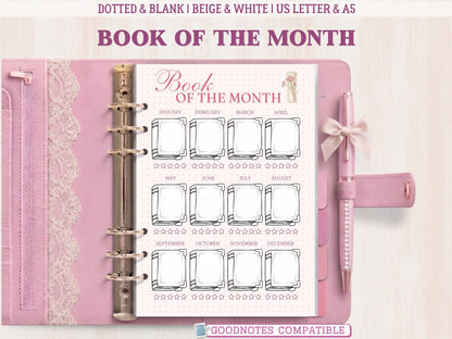 Premade Book of the Month BuJo Tracker