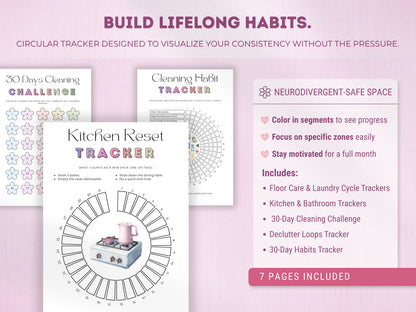 ADHD Cleaning & Home Reset Planner (Editable Bundle)