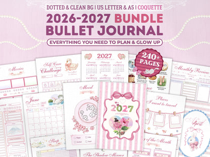 2026-2027 Coquette Bullet Journal Bundle | Printable & Digital All-in-One Planner