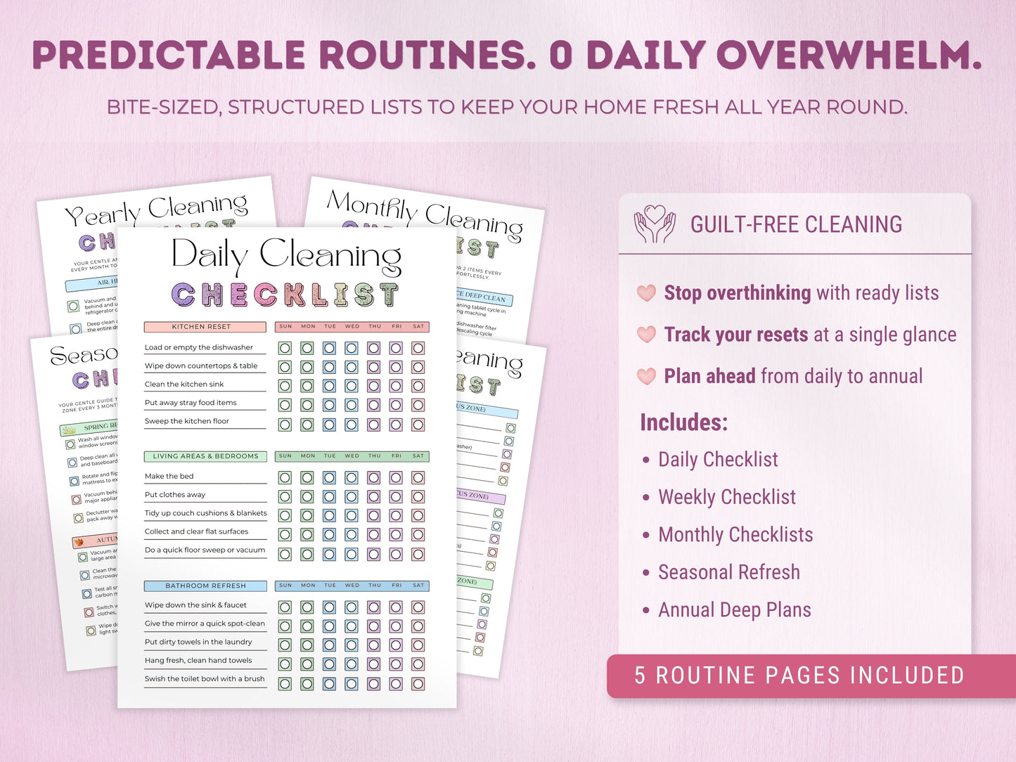 ADHD Cleaning & Home Reset Planner (Editable Bundle)