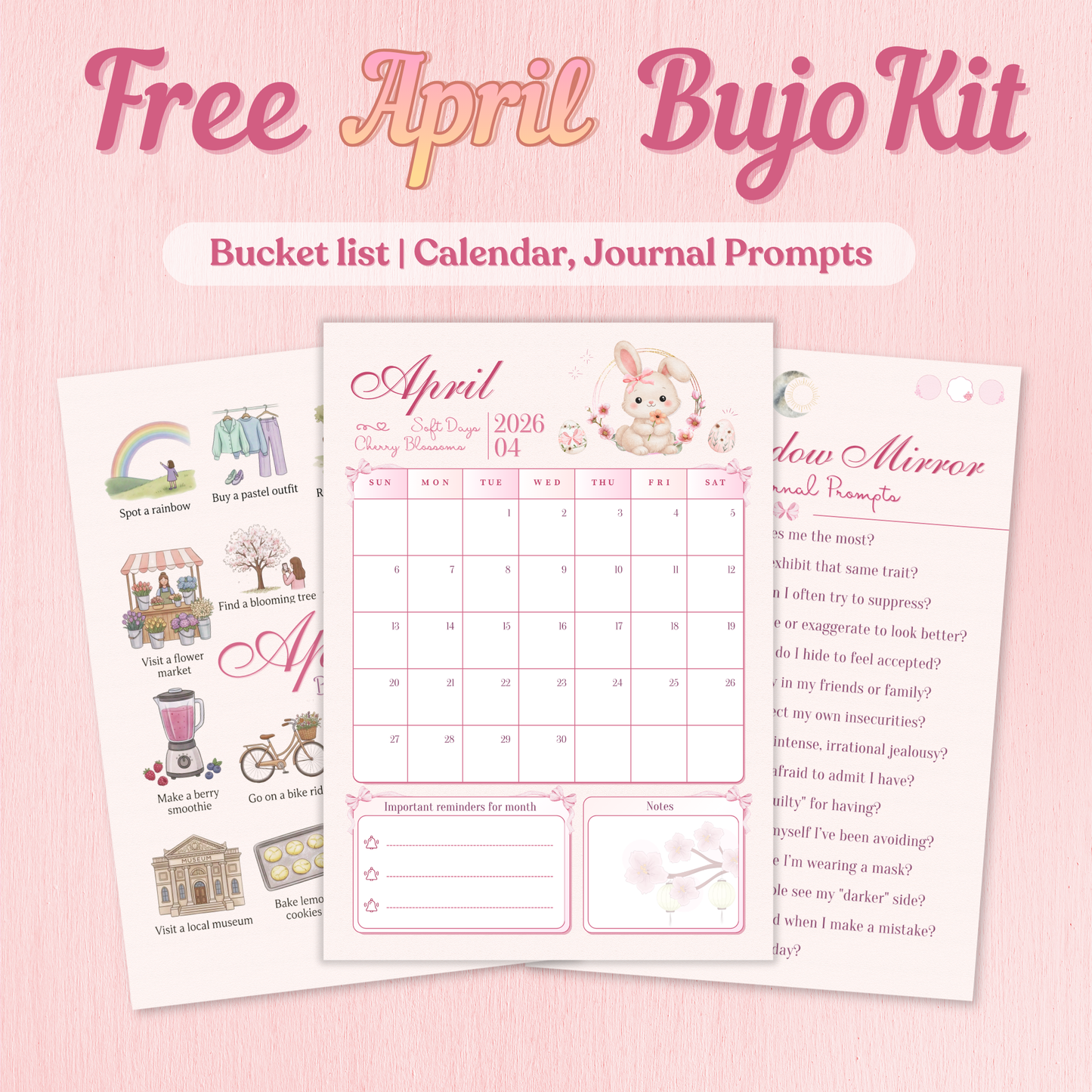 Free April Bullet Journal Kit: Bunny Edition