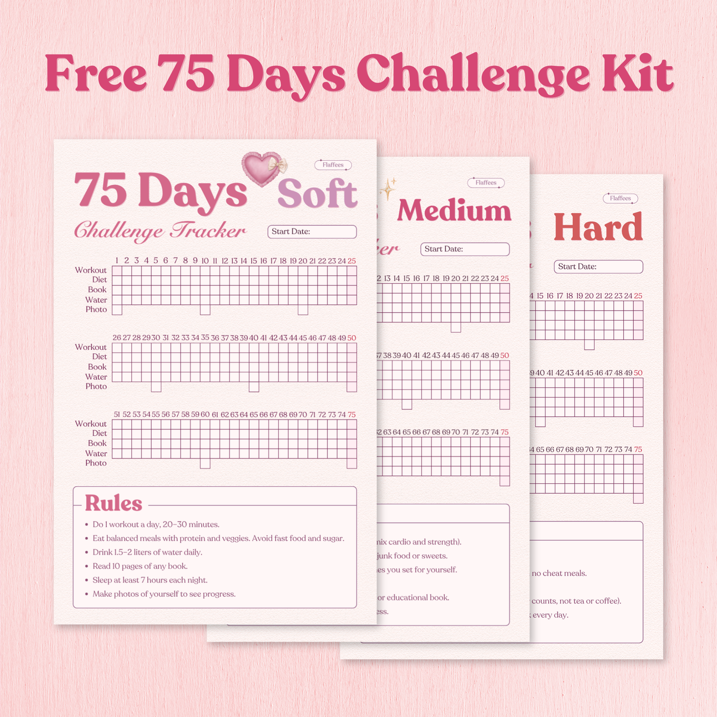 Free 75 Days Challenge Tracker Kit