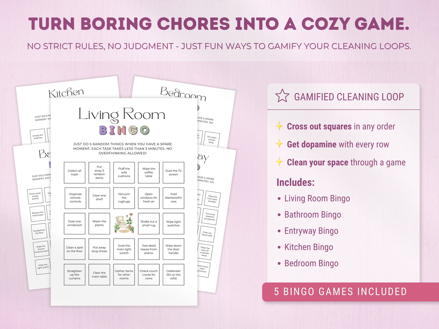 ADHD Cleaning & Home Reset Planner (Editable Bundle)