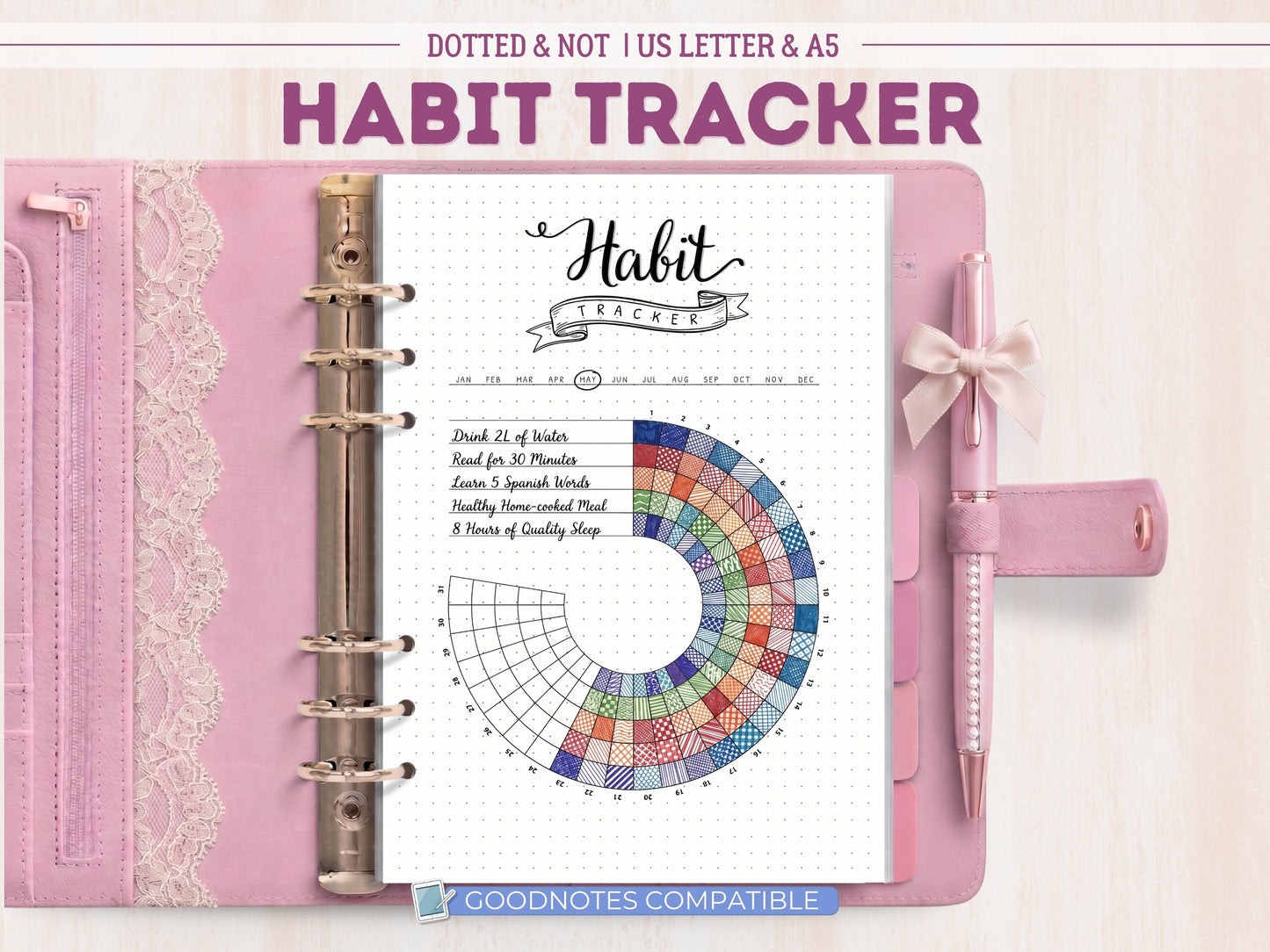 Premade Minimalist Circular Habit Tracker