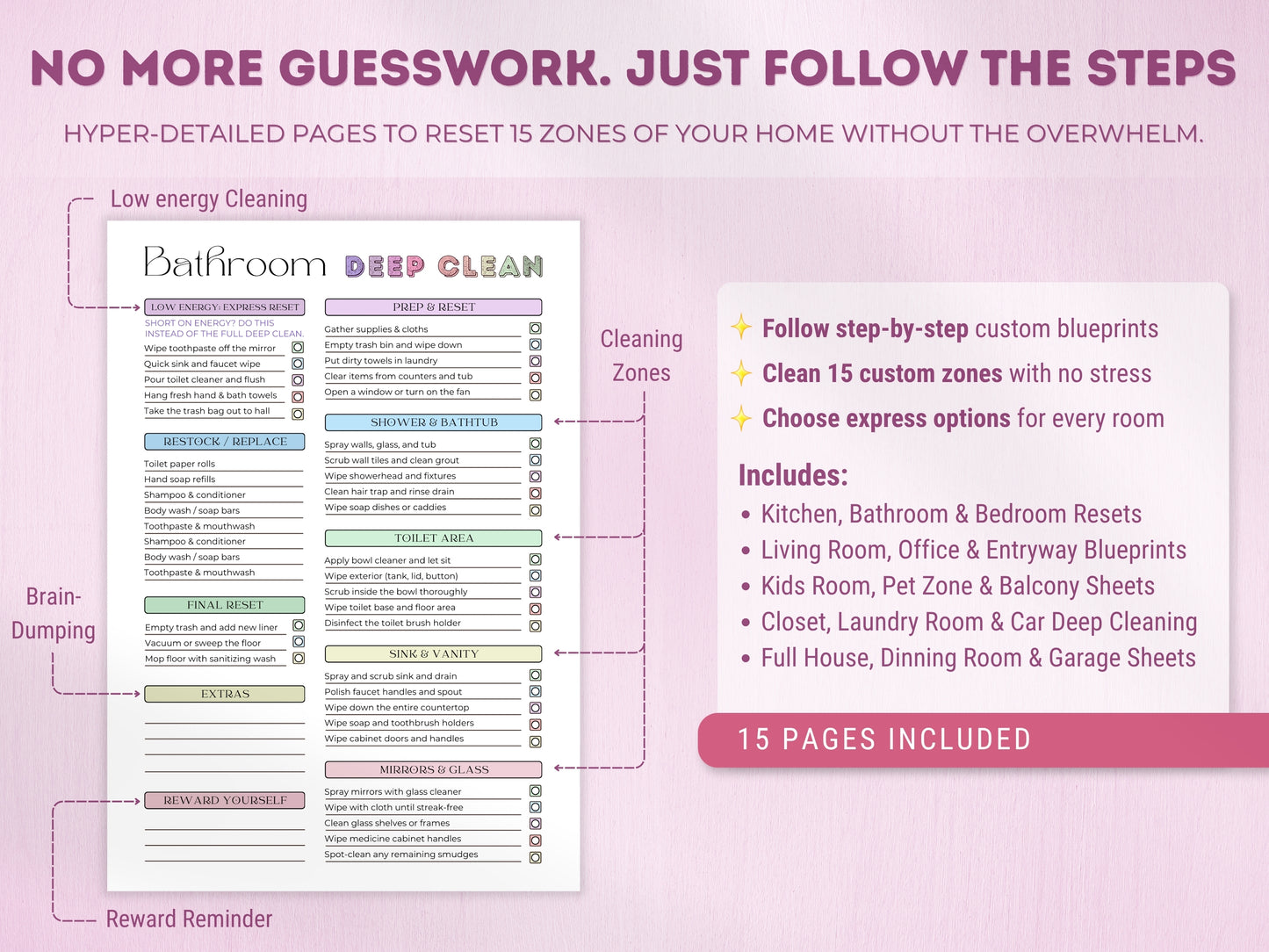 ADHD Cleaning & Home Reset Planner (Editable Bundle)