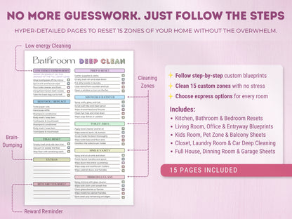 ADHD Cleaning & Home Reset Planner (Editable Bundle)