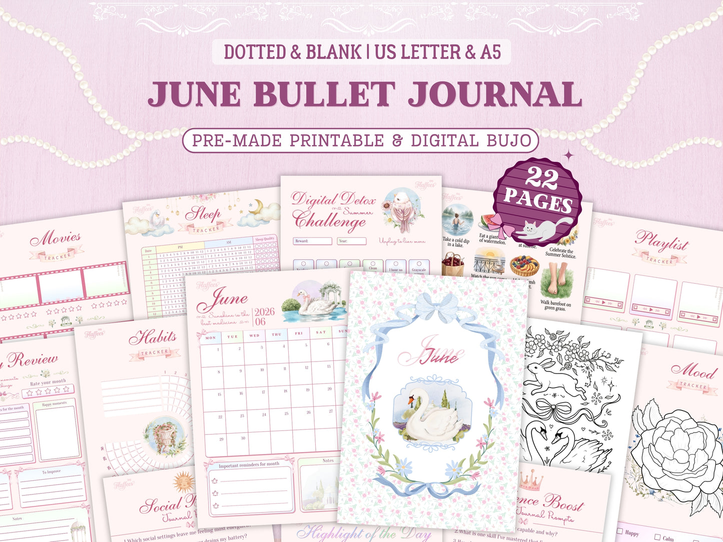 Premade June Coquette Bullet Journal Bundle
