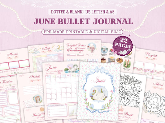 Premade June Coquette Bullet Journal Bundle