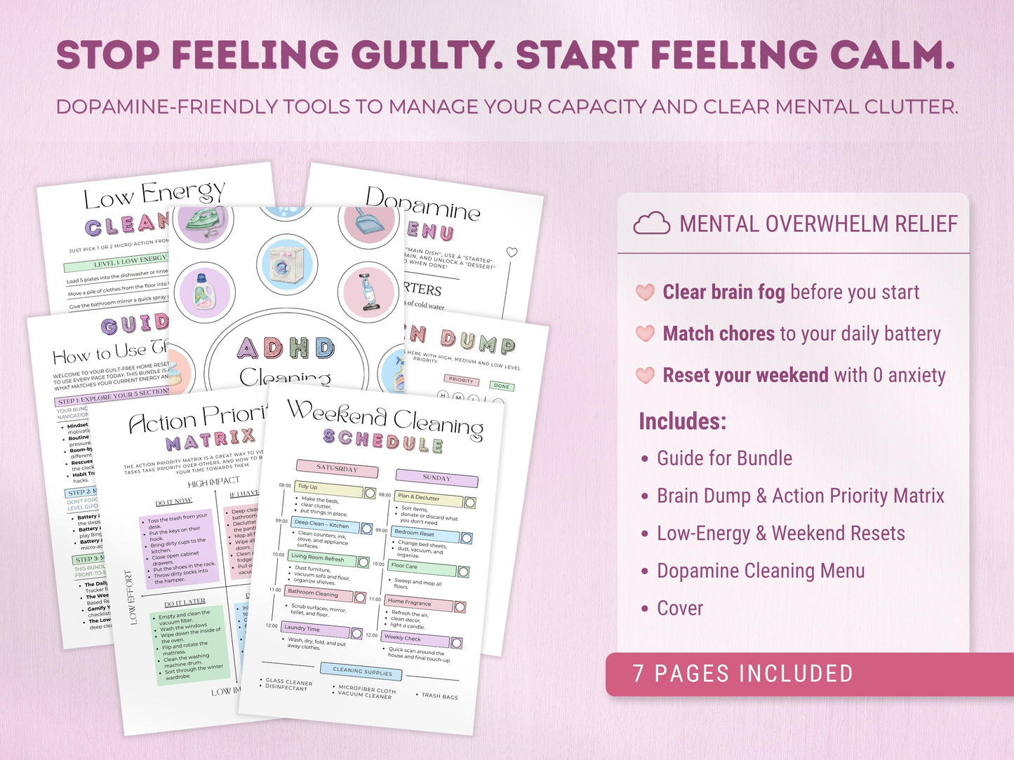 ADHD Cleaning & Home Reset Planner (Editable Bundle)