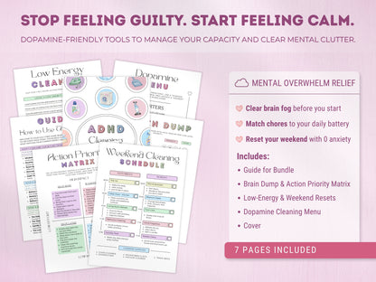 ADHD Cleaning & Home Reset Planner (Editable Bundle)