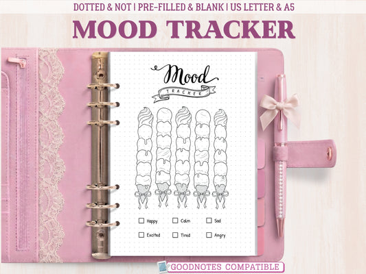 Premade Coquette Ice Cream Mood Tracker