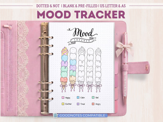 Premade Coquette Ice Cream Mood Tracker