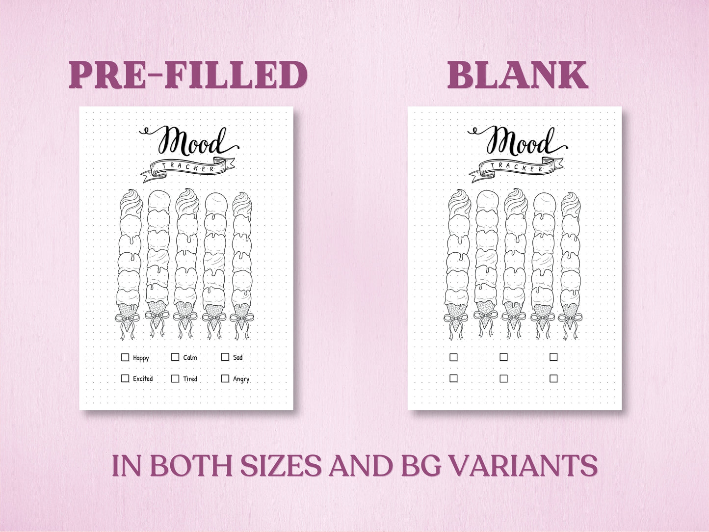 Premade Coquette Ice Cream Mood Tracker