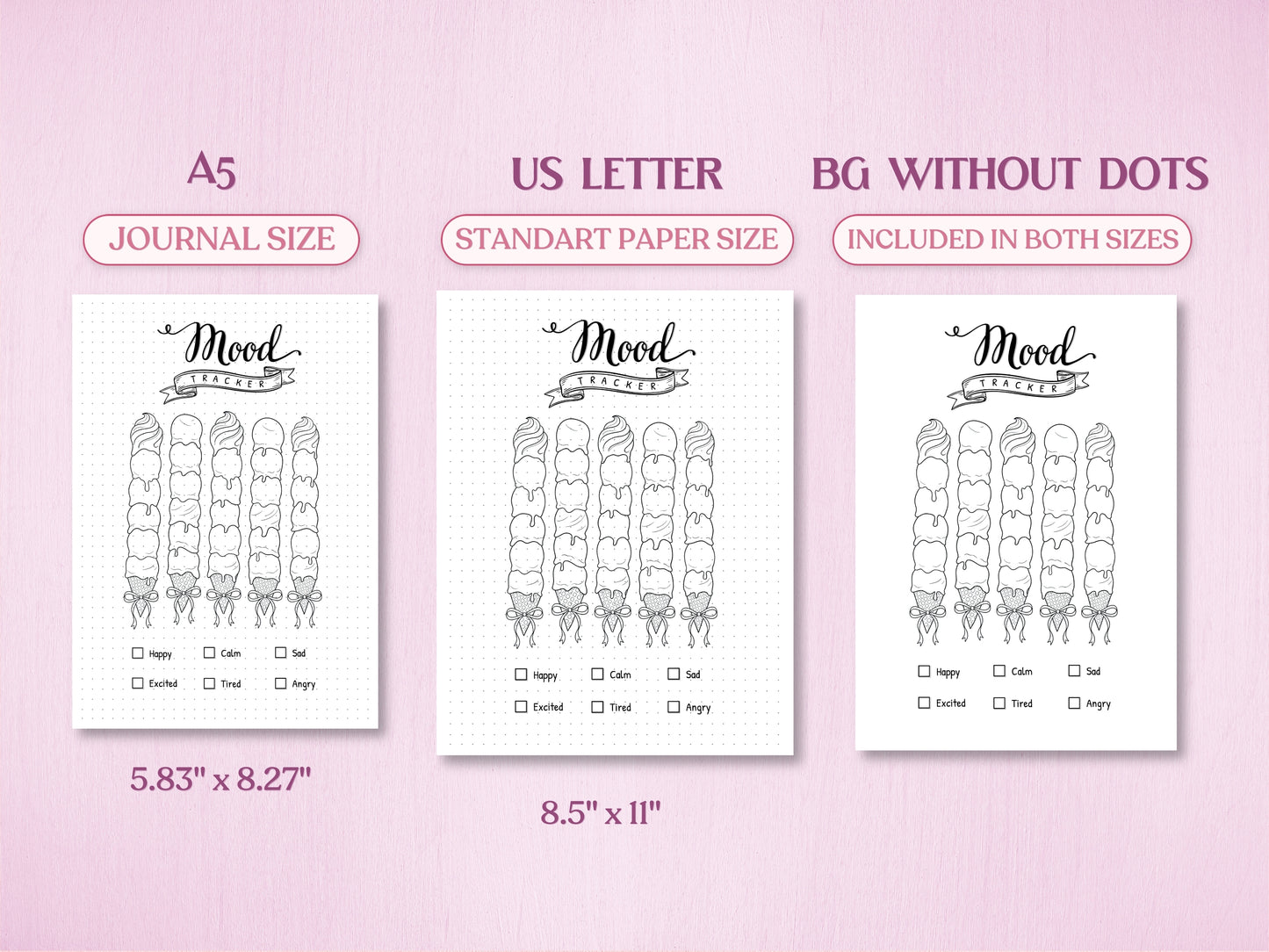 Premade Coquette Ice Cream Mood Tracker