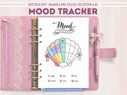 Premade Seashell Bujo Mood Tracker