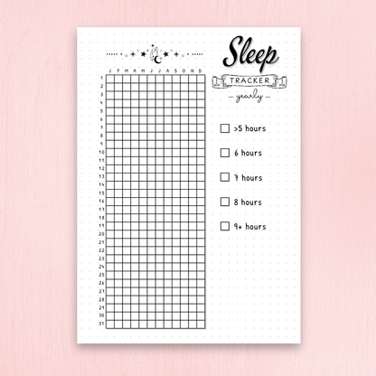 Sleep tracker chart on a pink background