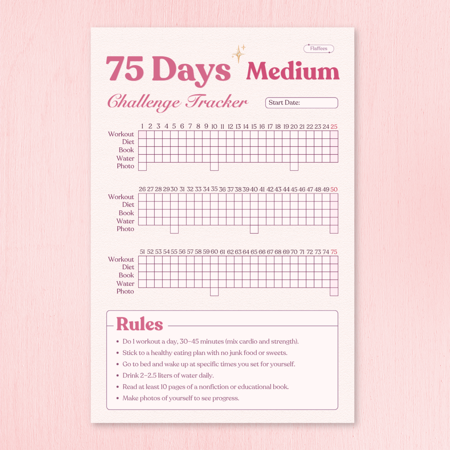 Free 75 Days Challenge Tracker Kit