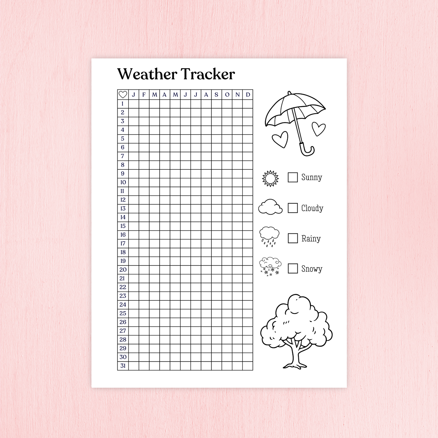 Free Printable Trackers Bundle (Mood + Weather + Sleep)