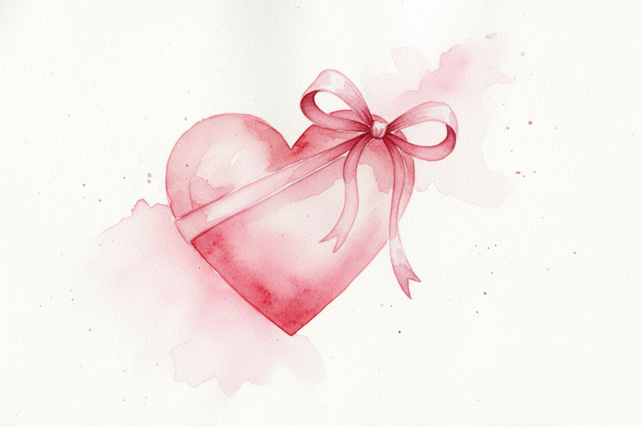 heart with bow watercolor