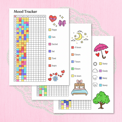 Free Printable Trackers Bundle (Mood + Weather + Sleep)